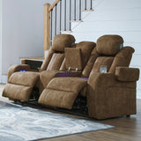 OCTAVO Brown 72" Wide Power Reclining Loveseat