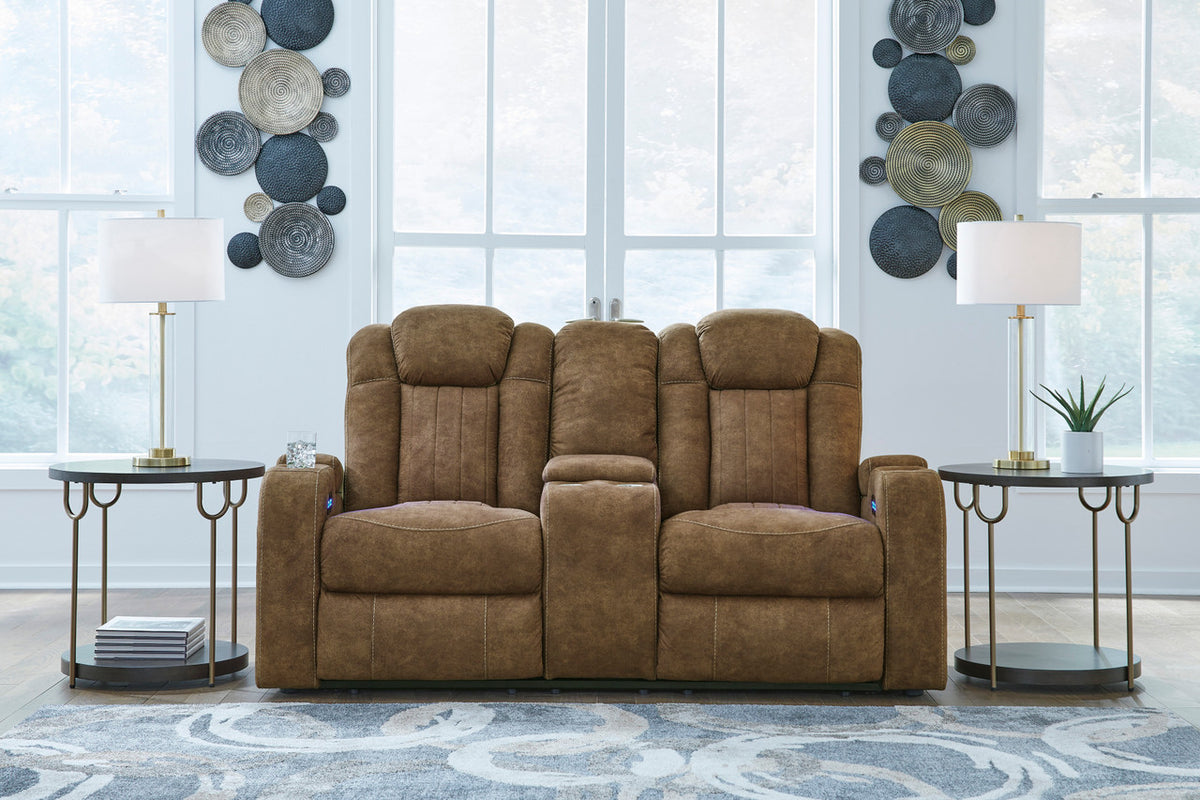 OCTAVO Brown 72" Wide Power Reclining Loveseat