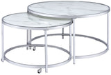 ODIN 2 Piece Faux Marble Glass Top Nesting Coffee Table