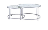 ODIN 2 Piece Faux Marble Glass Top Nesting Coffee Table