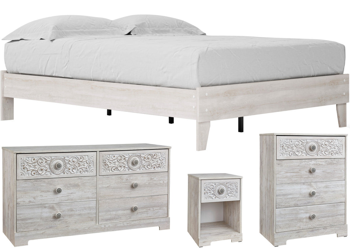 OFELIA White Platform Bedroom (RTA)