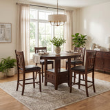 OLIVETTE Cherry 5-Piece Counter Height Set with Cabinet Storage
