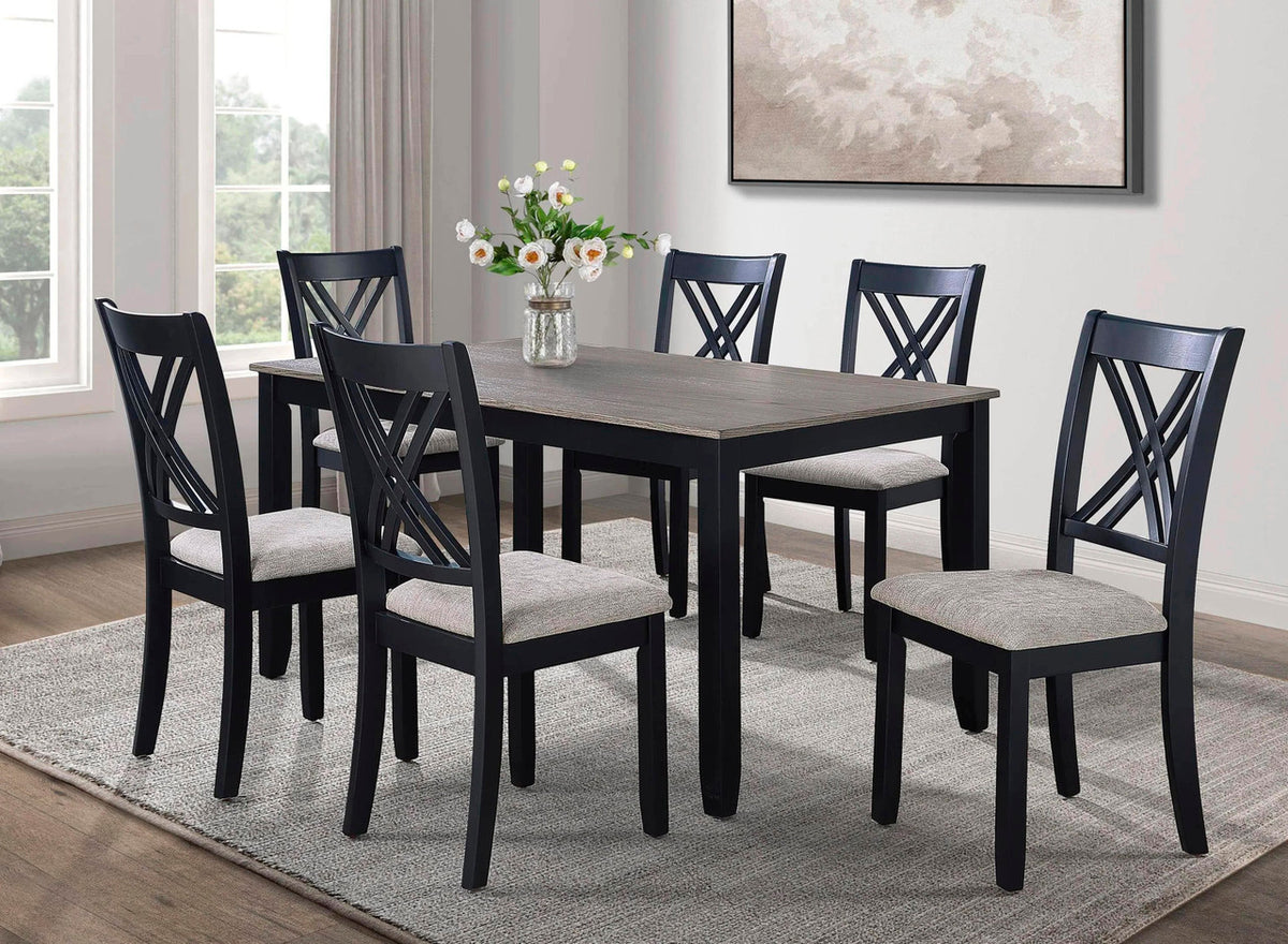 ORBAN Black & Gray 7 Piece Dining Set