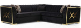OROZCO Black Velvet 99" Wide Sectional