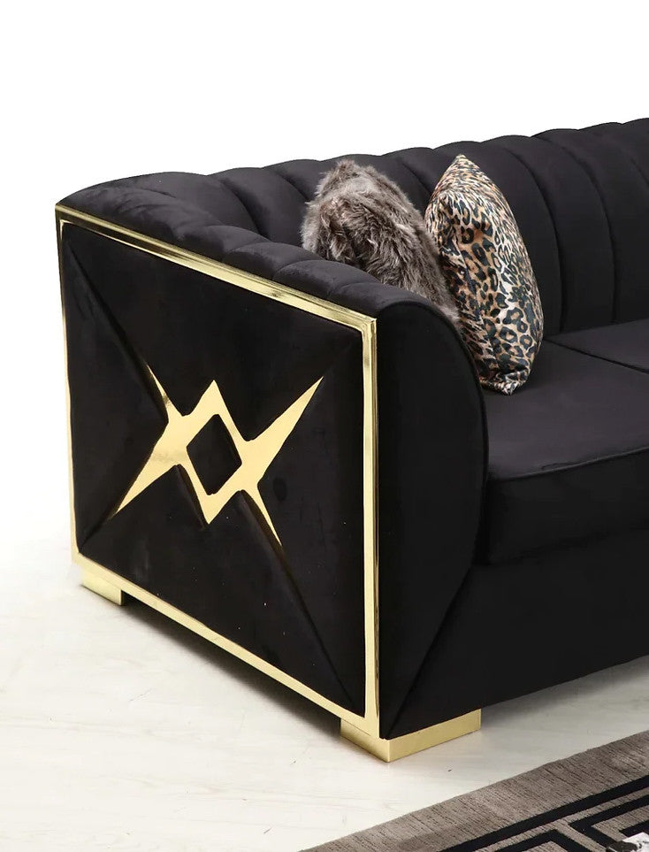OROZCO Black Velvet 99" Wide Sectional