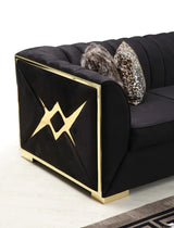 OROZCO Black Velvet 99" Wide Sectional