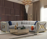 OROZCO Gray Velvet 99" Wide Sectional