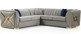 OROZCO Gray Velvet 99" Wide Sectional