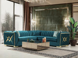 OROZCO Sea Foam Blue Velvet 99" Wide Sectional