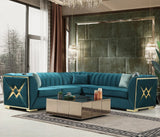 OROZCO Sea Foam Blue Velvet 99" Wide Sectional