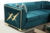 OROZCO Sea Foam Blue Velvet 99" Wide Sectional
