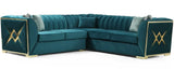 OROZCO Sea Foam Blue Velvet 99" Wide Sectional