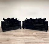 ORTIZ Black Corduroy Sofa & Loveseat