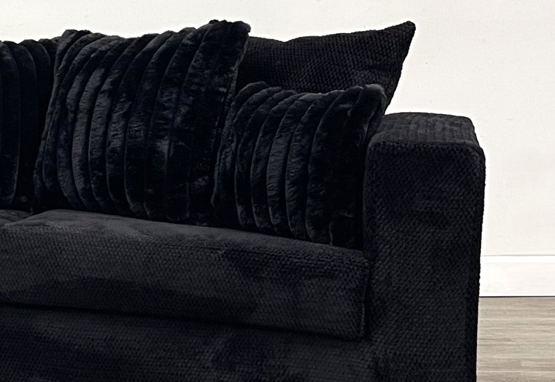 ORTIZ Black Corduroy Sofa & Loveseat