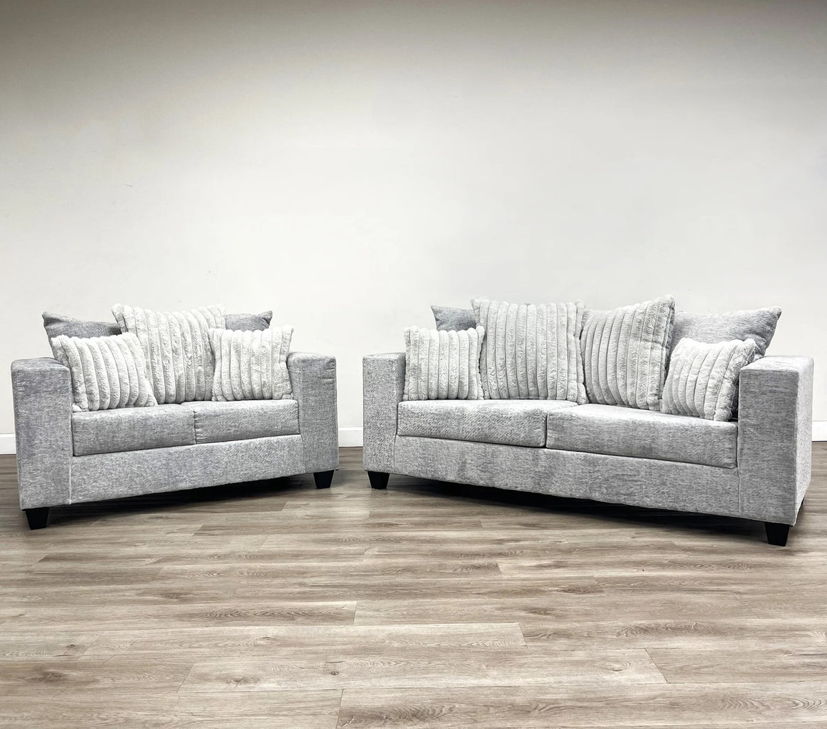 ORTIZ Gray Corduroy Sofa & Loveseat