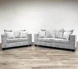 ORTIZ Gray Corduroy Sofa & Loveseat