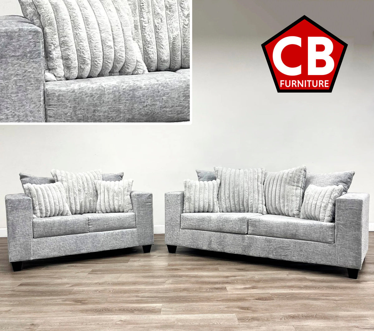 ORTIZ Gray Corduroy Sofa & Loveseat