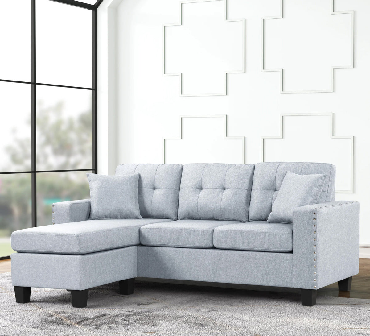 OSMAR Light Gray 75" Wide Reversible Sofa Chaise