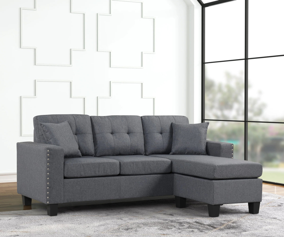 OSMAR Dark Gray 75" Wide Reversible Sofa Chaise