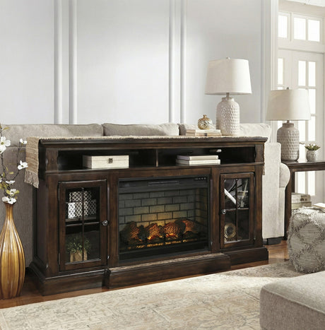 OXFORD Dark Brown 72" Wide x 40" Height Fireplace with Marble