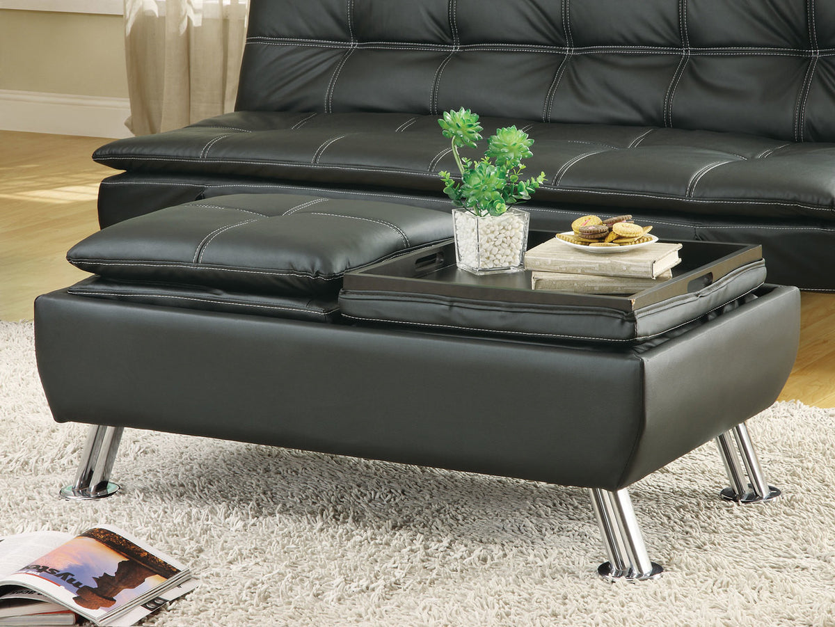 ODELL Black Storage Ottoman