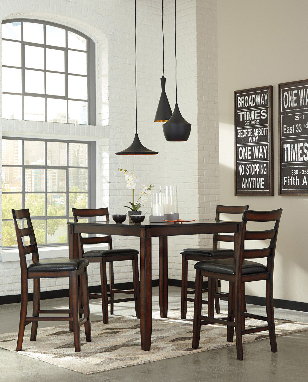 OLSEN Brown 5 Piece Counter Dining Set