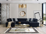 PACKARD Black Velvet 141" Wide Double Chaise Sectional