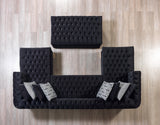 PACKARD Black Velvet 141" Wide Double Chaise Sectional