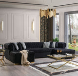 PACKARD Black Velvet 141" Wide Double Chaise Sectional