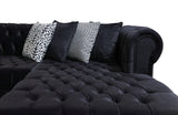 PACKARD Black Velvet 141" Wide Double Chaise Sectional