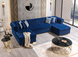 PACKARD Blue Velvet 141" Wide Double Chaise Sectional