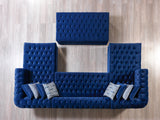 PACKARD Blue Velvet 141" Wide Double Chaise Sectional