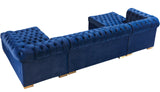 PACKARD Blue Velvet 141" Wide Double Chaise Sectional