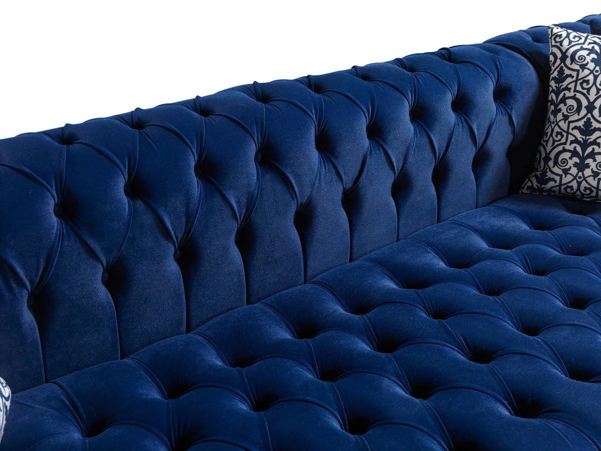 PACKARD Blue Velvet 141" Wide Double Chaise Sectional