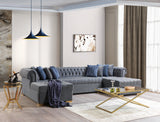 PACKARD Gray Velvet 141" Wide Double Chaise Sectional
