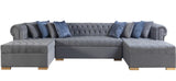 PACKARD Gray Velvet 141" Wide Double Chaise Sectional
