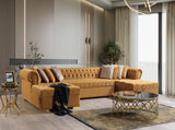 PACKARD Mustard Velvet 141" Wide Double Chaise Sectional