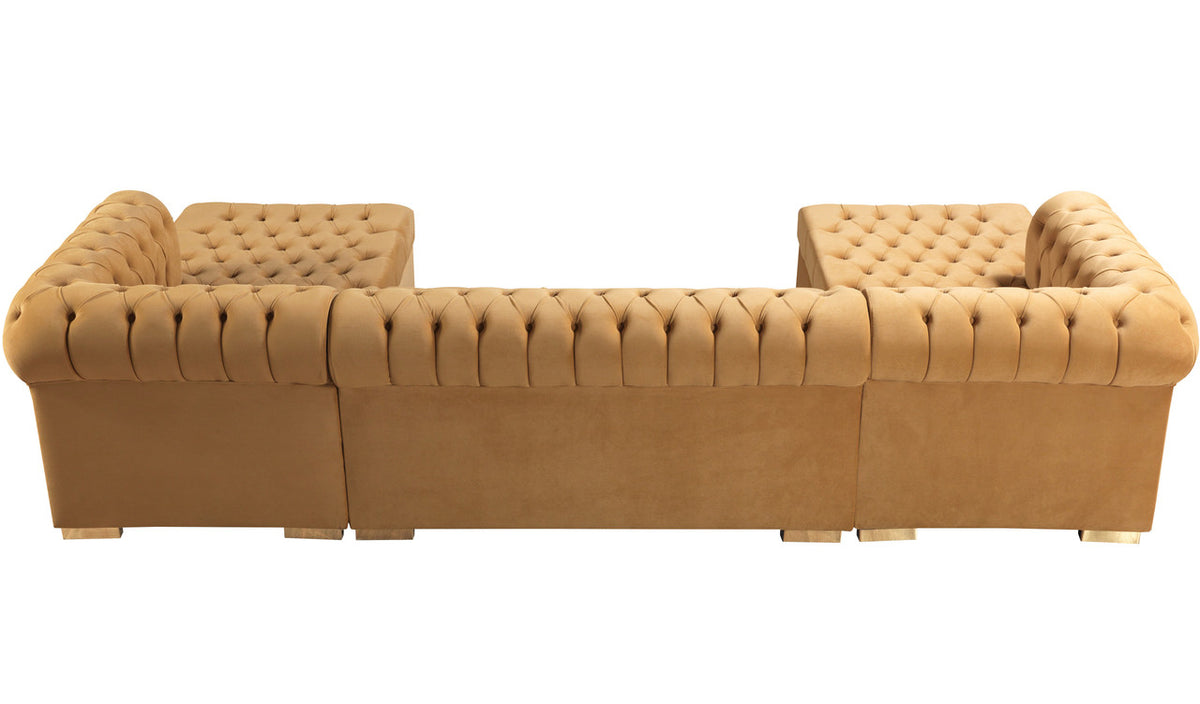 PACKARD Mustard Velvet 141" Wide Double Chaise Sectional