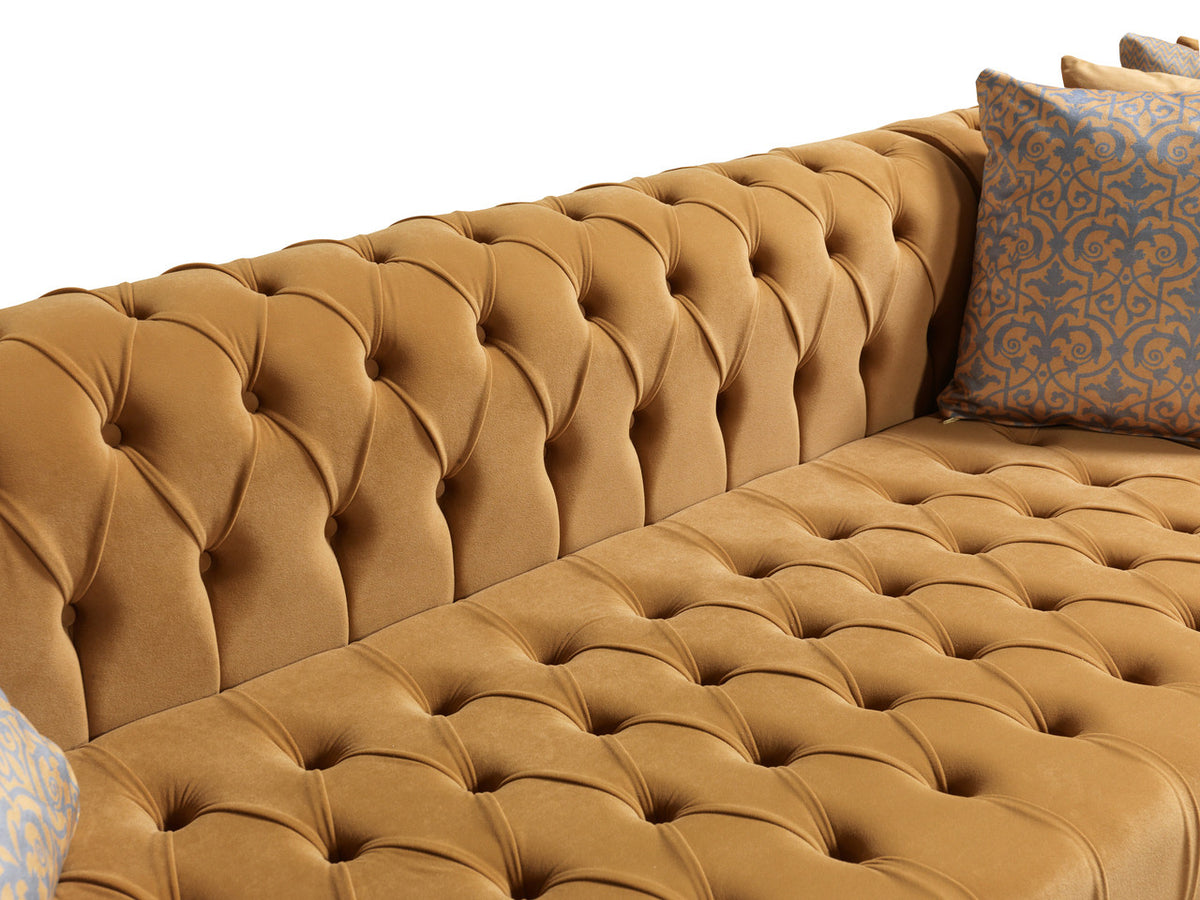 PACKARD Mustard Velvet 141" Wide Double Chaise Sectional
