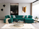 PACKARD Green Velvet 141" Wide Double Chaise Sectional