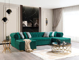 PACKARD Green Velvet 141" Wide Double Chaise Sectional