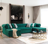 PACKARD Green Velvet 141" Wide Double Chaise Sectional