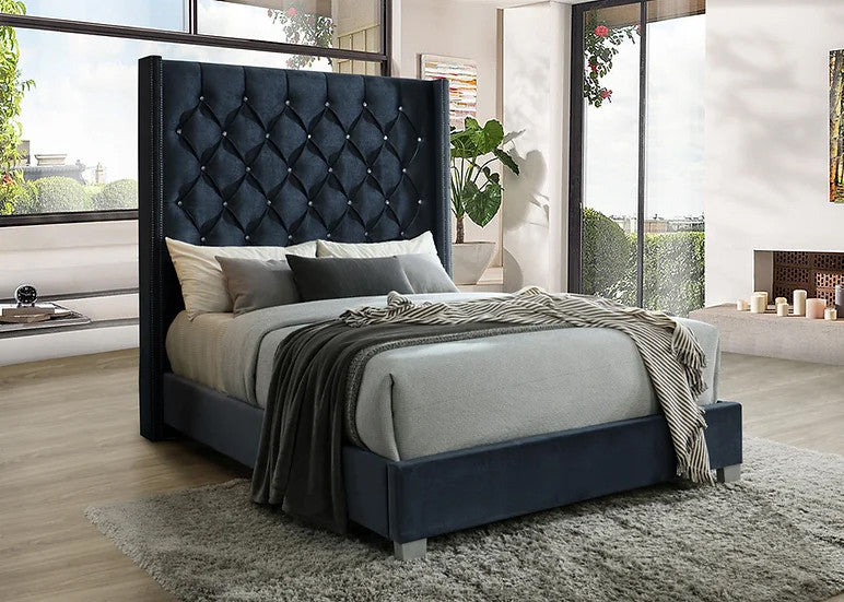 PAKSE Black Velvet Bed