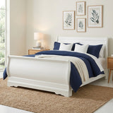 PARIS Pure-White 45" Height Sleigh Bed
