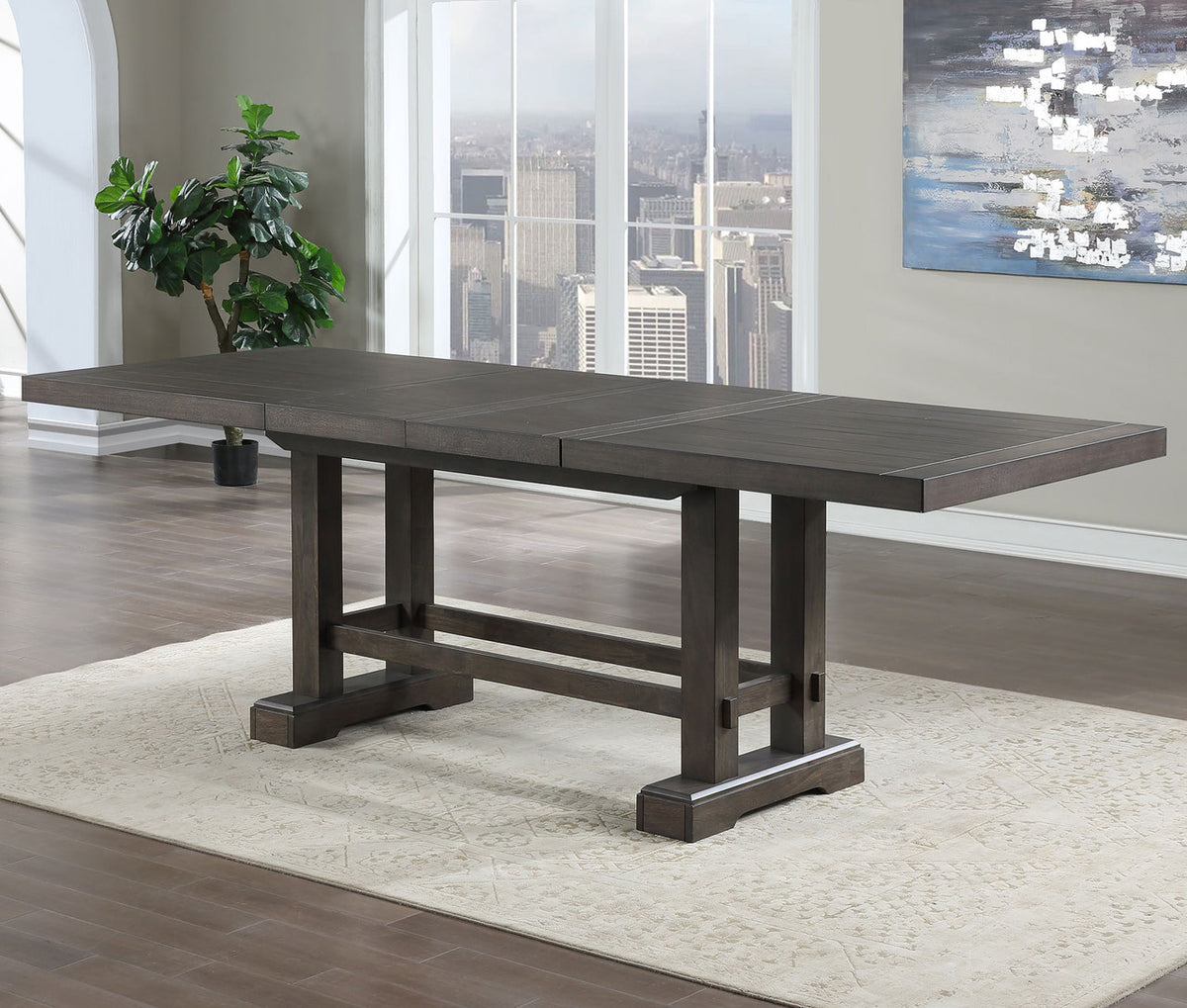 PAYVILLE Smoky Gray 108" x 42" Counter Height Table with Extension