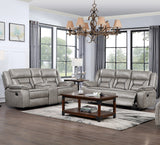 PEGASUS Light Gray Microsuede Reclining Sofa & Loveseat