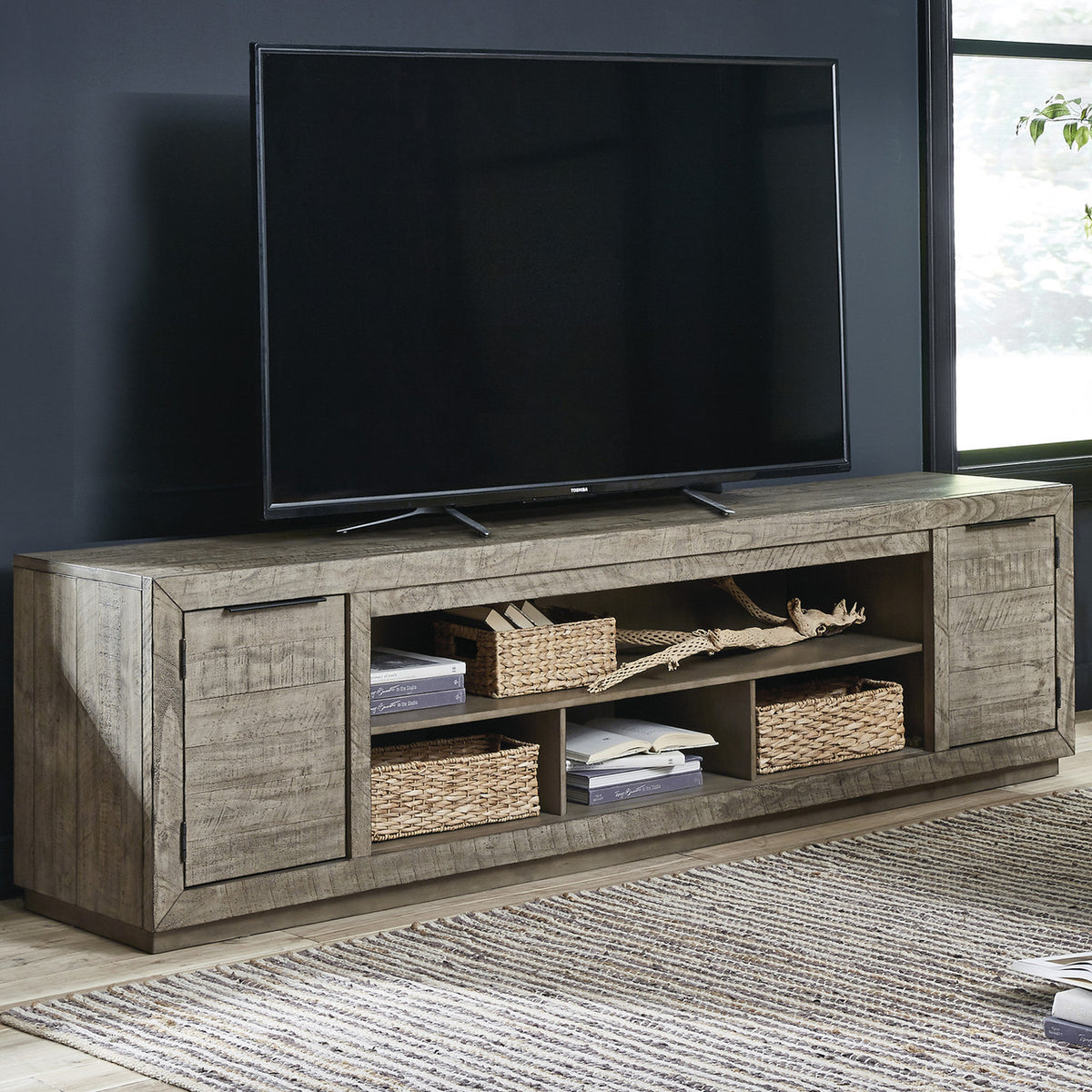 PERALTA Brown 92 Inch Wide TV Stand