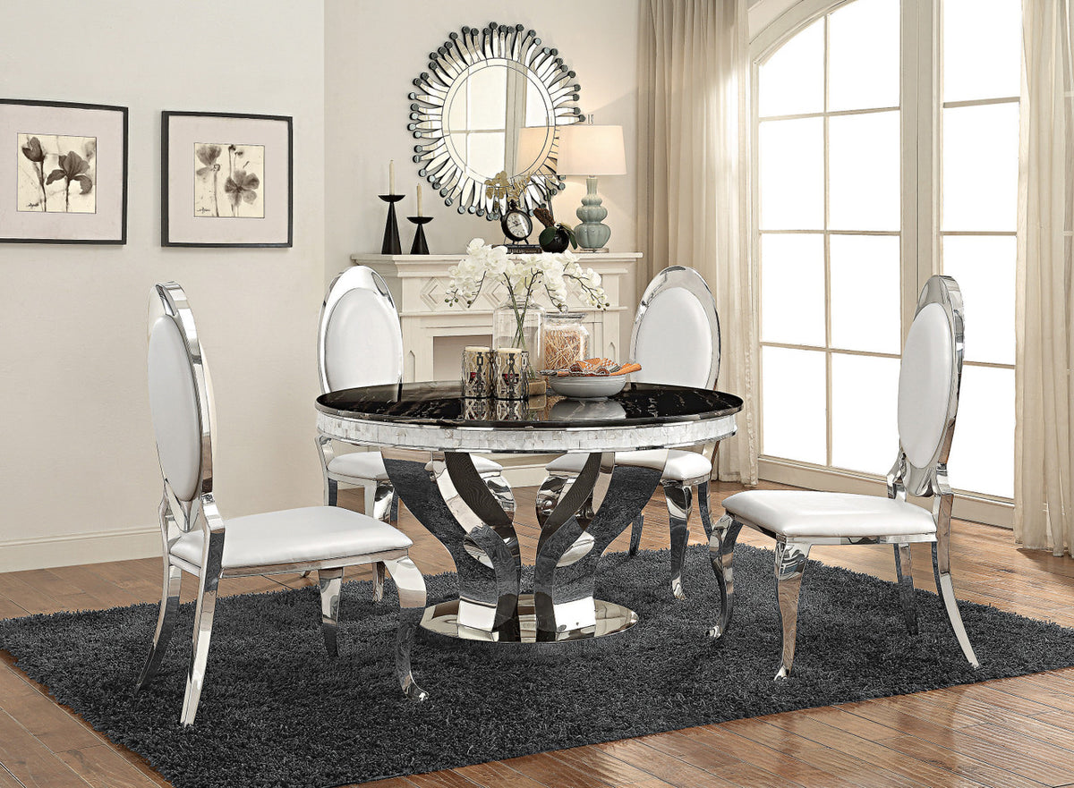 BRIXX Black & Chrome 51" Wide Round Table
