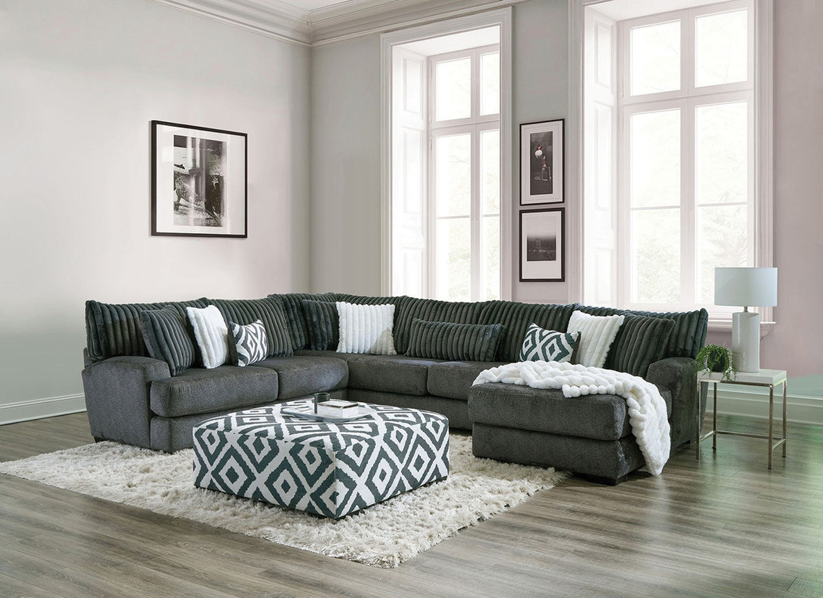 PERSEFONE Gunmetal Chenille 139" Wide x 112" Depth Modular Sectional