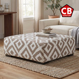 PERSEFONE Light Brown Chenille 41" x 41" Ottoman